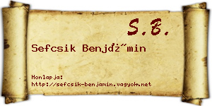 Sefcsik Benjámin névjegykártya